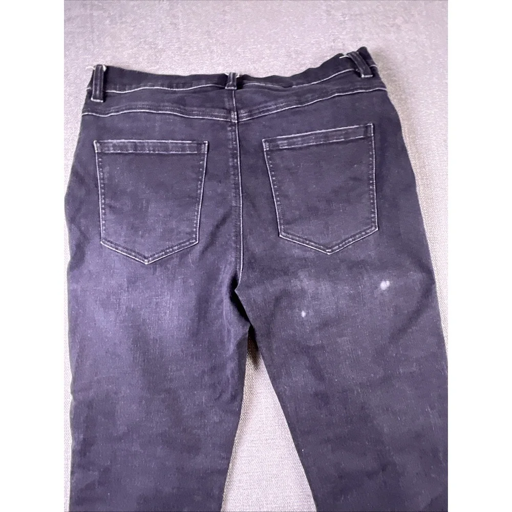 Cabi Jeans Button Fly Skinny Women 10 Black Bohemian City Preppy Straight